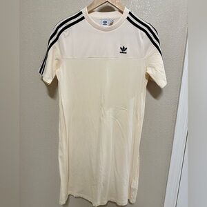 Adidas Cream Black Short Sleeve Tee-shirt Dress. Like new, never worn.